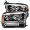 Picture of AlphaRex 09-18 Dodge Ram 2500 LUXX LED Proj Headlights Plank Style Black w/Activ Light/DRL