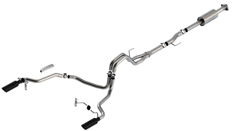 Picture of Borla F-150 2021 2.7L/3.5L 4dr CC SB EC STB Lar/KingR/Plnum/LTD 3/2.25 SRE CB S-Type BLK CHR Tips