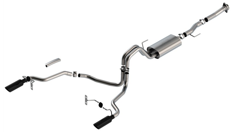 Picture of Borla F-150 2021 5.0L 2dr RC SB (122.8 WB) XL/XLT 3/2.25 SRE Cat-Back S-Type Black Chrome Tips