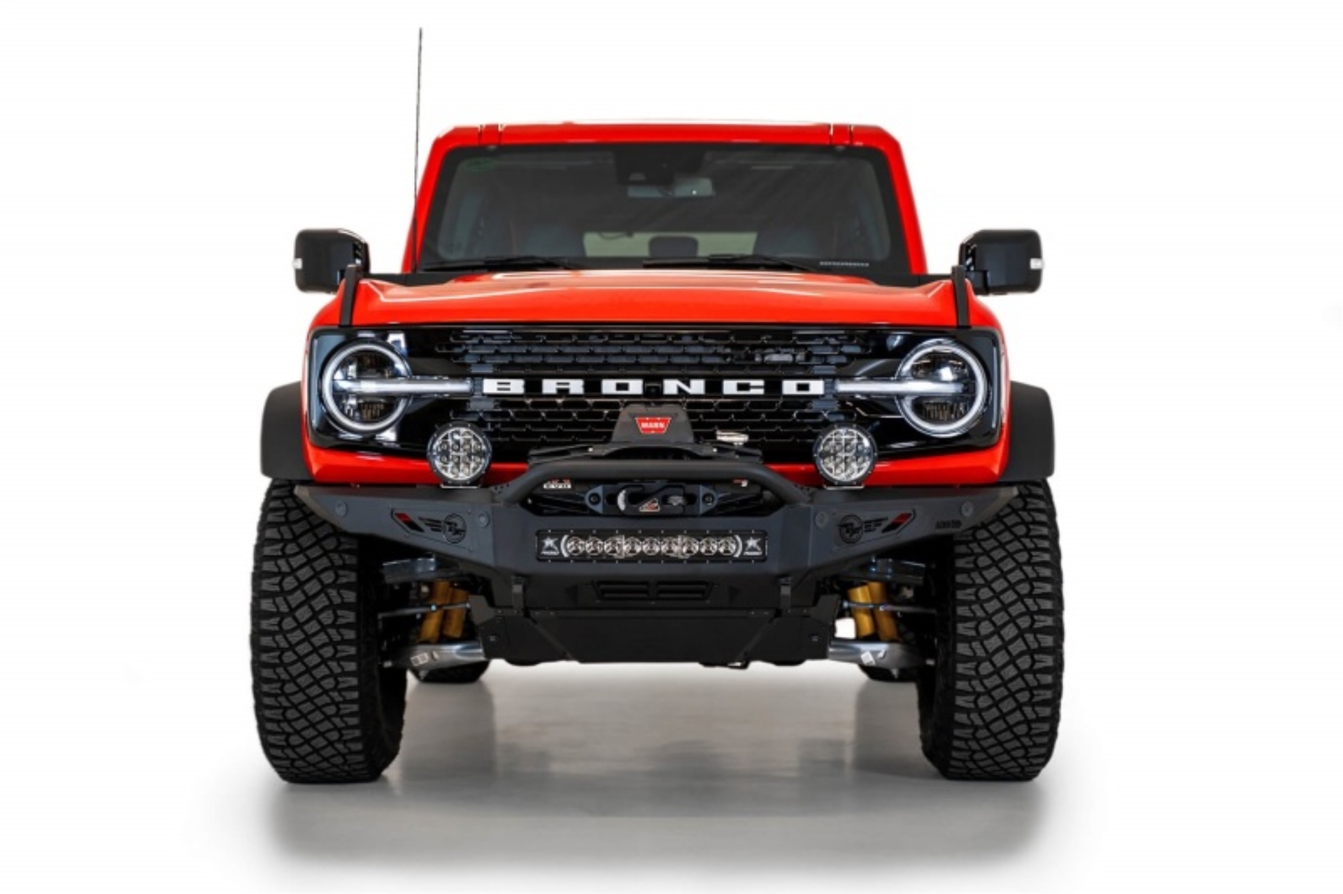 Picture of Addictive Desert Designs 2021+ Ford Bronco Rock Fighter Front Bumper - Hammer Black