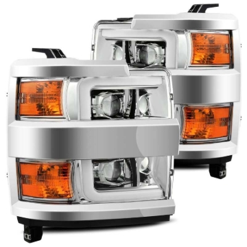 Picture of AlphaRex 15-19 Chevy Silverado 2500HD PRO-Series Headlight Plank Chrome w/Activ Light/Seq Signal/DRL
