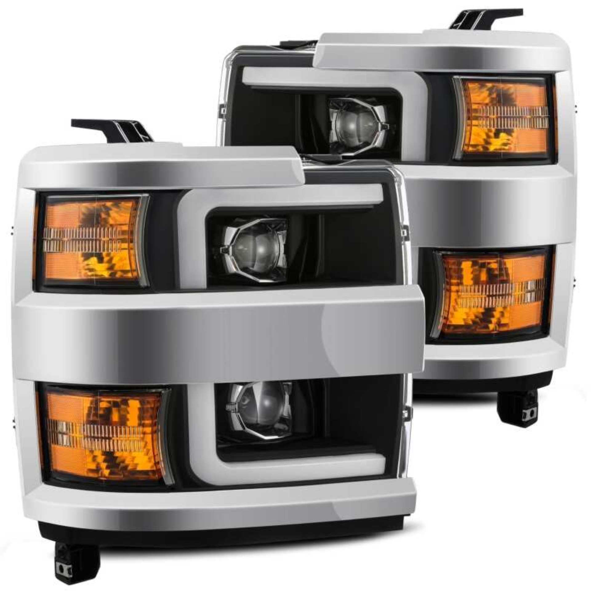 Picture of AlphaRex 15-19 Chevy 2500HD PRO-Series Proj Headlights Plank Style Blk w/Activ Light/Seq Signal/DRL