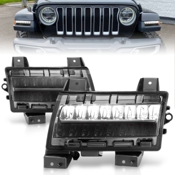 Picture of ANZO 2018-2021 Jeep Wrangler LED Side Markers Chrome Housing Smoke Lens w/ Seq. Signal Sport Bulb