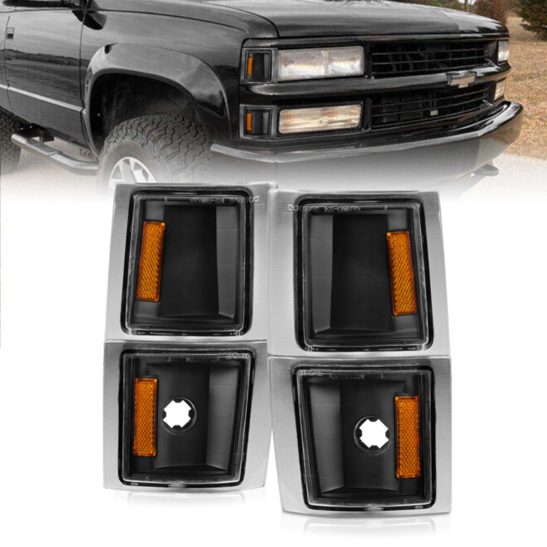 Picture of ANZO 1994-1998 Chevrolet Blazer Corner Lights Black Housing Clear Lens w/ Amber Reflector
