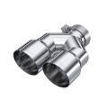 Picture of MBRP 3in ID / Dual 4in OD Out Staggered L 9.87in / R 9.37in Single Wall T304 SS Univ Exhaust Tip