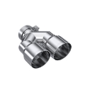 Picture of MBRP 3in ID / Dual 4in OD Out Staggered L 9.37in / R 9.87in Single Wall T304 SS Univ Exhaust Tip