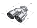 Picture of MBRP 3in ID / Dual 4in OD Out Staggered L 9.87in / R 9.37in Single Wall T304 SS Univ Exhaust Tip