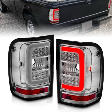 Picture of ANZO 2001-2011 Ford  Ranger LED Tail Lights w/ Light Bar Chrome Housing Clear Lens