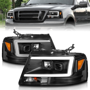 Picture of ANZO 2004-2008 Ford  F-150 Projector Headlights w/ Light Bar Black Housing