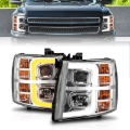 Picture of ANZO 2007-2013 Chevrolet Silverado 1500 Projector w/ Light Bar Chrome Housing w/ Sequential