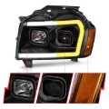 Picture of ANZO 2005-2007 Jeep Grand Cherokee Projector Headlights w/ Light Bar Switchback Black Housing