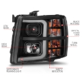 Picture of ANZO 2007-2013 Chevrolet Silverado 1500 Projector w/ Light Bar Black Housing w/ Sequential
