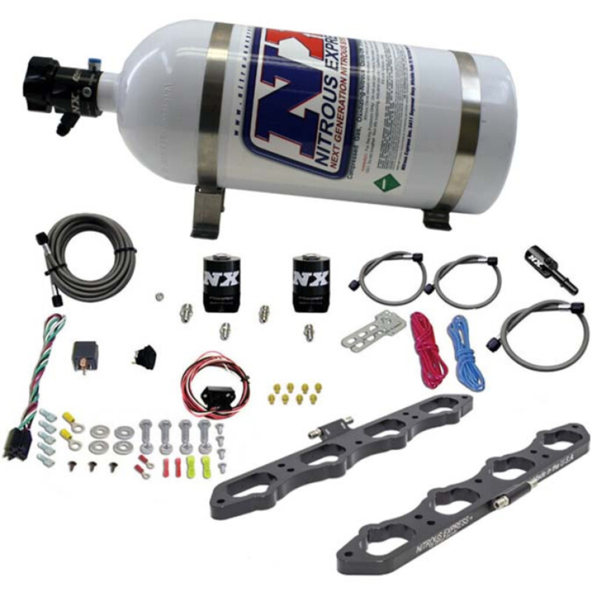Picture of Nitrous Express Ford Coyote 5.0L V8 Nitrous Wet Port Plate Kit w/10lb Bottle