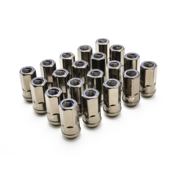 Picture of Wheel Mate Muteki HR50 Open End Lug Nuts - Titanium Chrome w/ Blue Ring 14x1.50