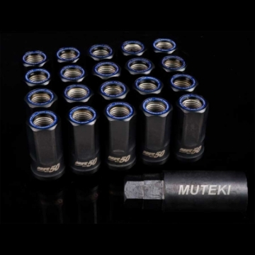 Picture of Wheel Mate Muteki HR50 Open End Lug Nuts - Black w/ Blue Ring 14x1.50