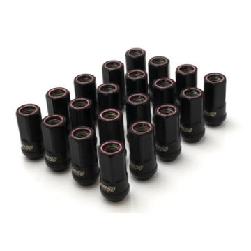 Picture of Wheel Mate Muteki HR50 Open End Lug Nuts - Black w/ Red Ring 14x1.50