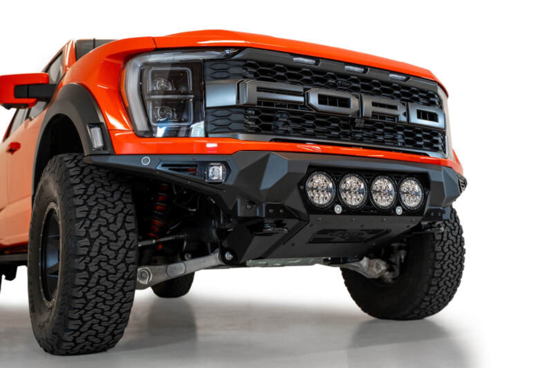 Picture of Addictive Desert Designs 2021+ Ford Raptor Bomber Front Bumper w/ 4 Rigid 360 6in Light Mounts