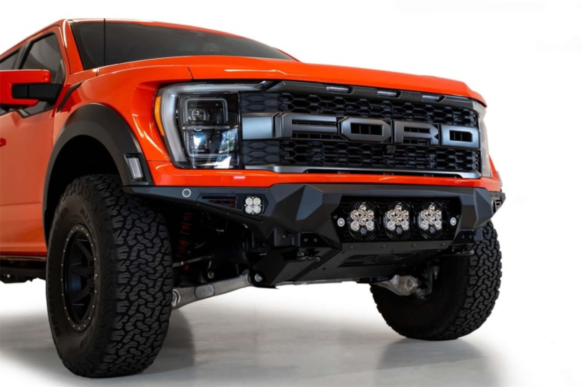 Picture of Addictive Desert Designs 2021+ Ford Raptor Bomber Front Bumper w/ 3 Baja Designs LP6 Light Mounts