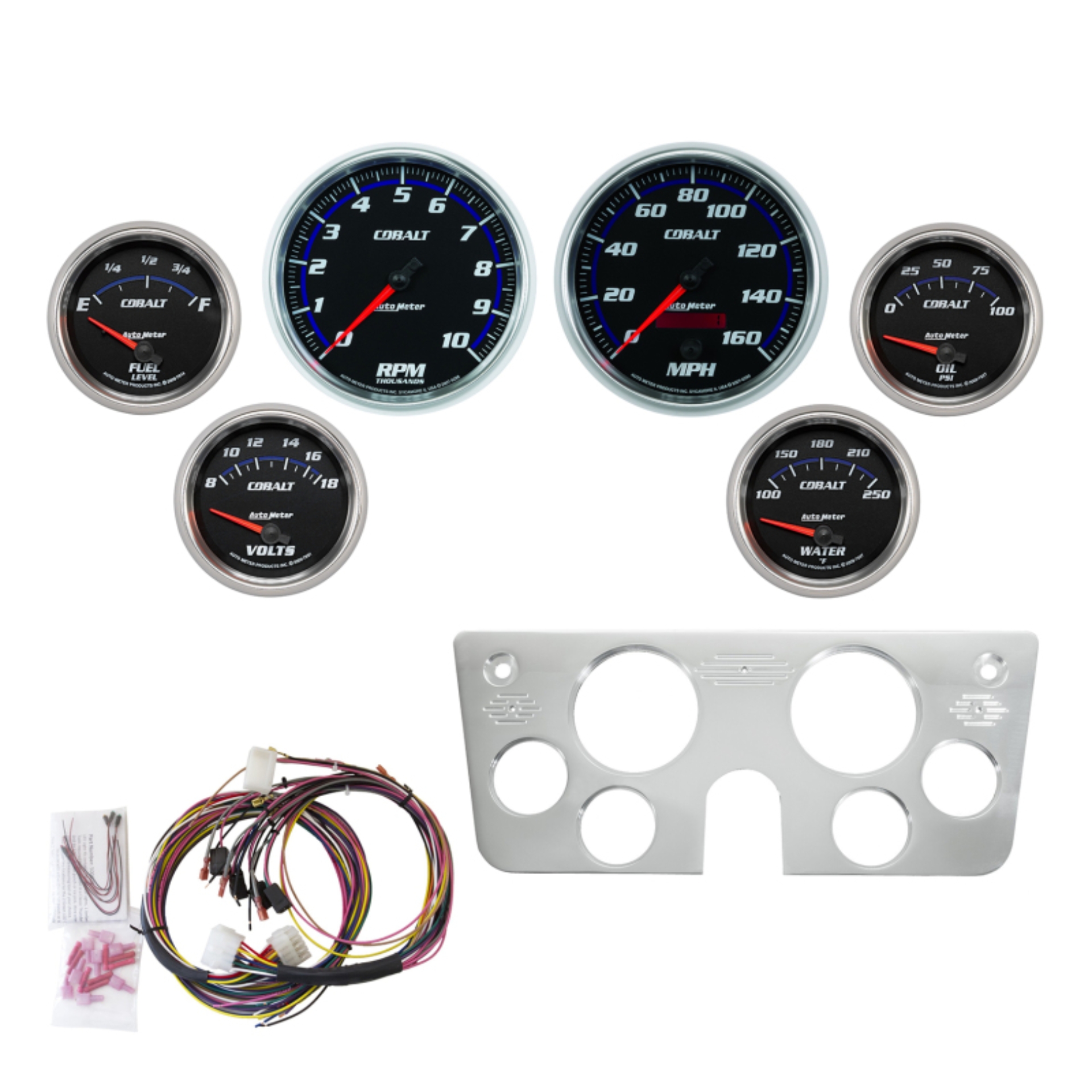 Picture of Autometer 67-72 GM Truck Billet Dash Panel - Tach/MPH Speedo/Oil Press/Water Temp/Volt - Cobalt