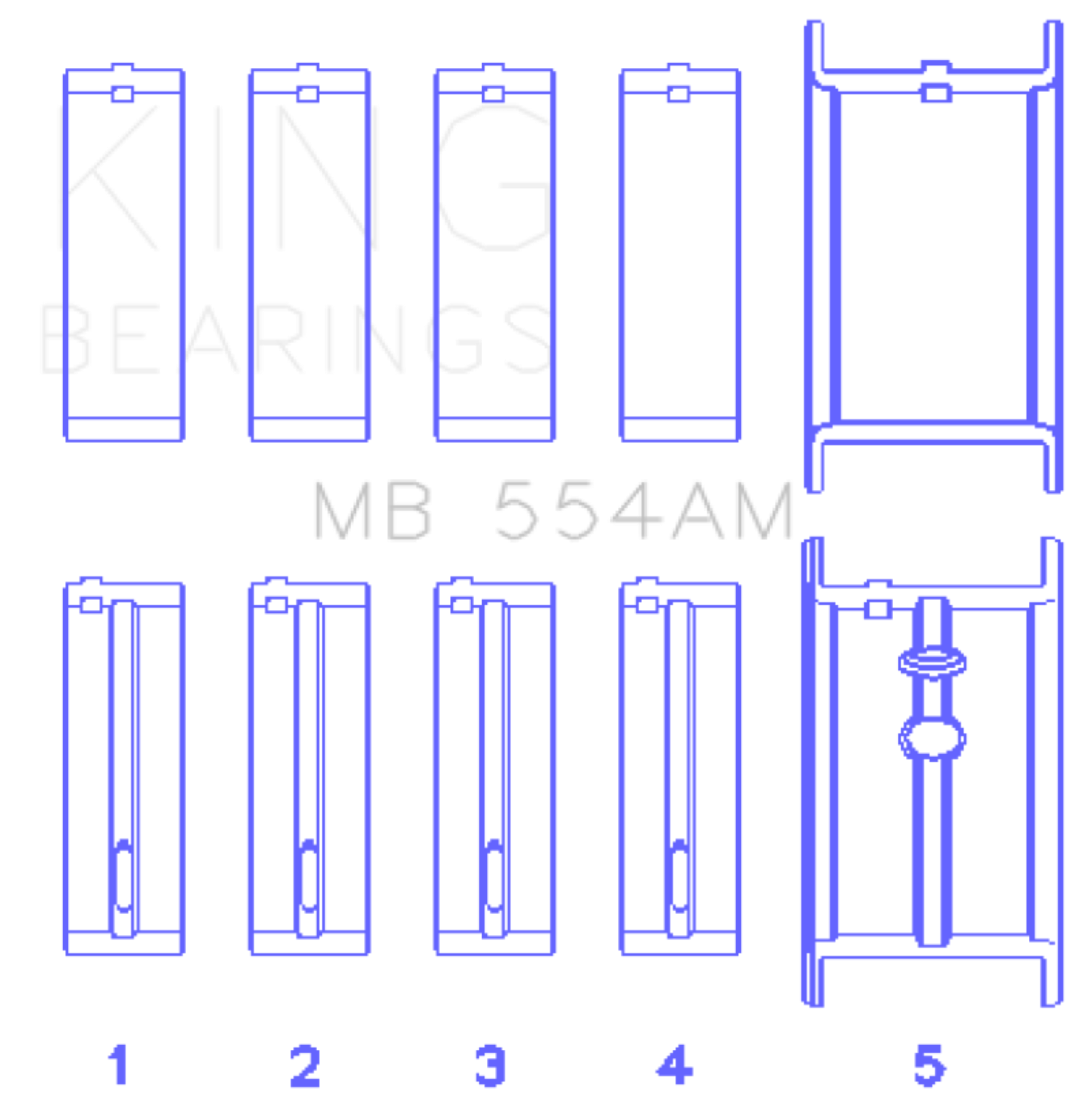 Picture of King Engine Bearings GM 265/283/302/327 8 Cyl (0.50 Oversized) Main Bearing Set