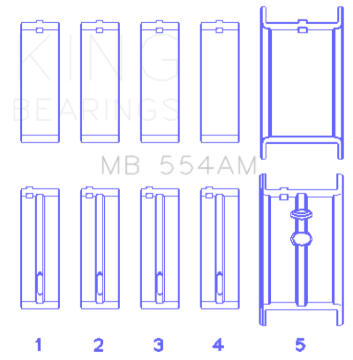 Picture of King Engine Bearings GM 265/283/302/327 8 Cyl (0.50 Oversized) Main Bearing Set