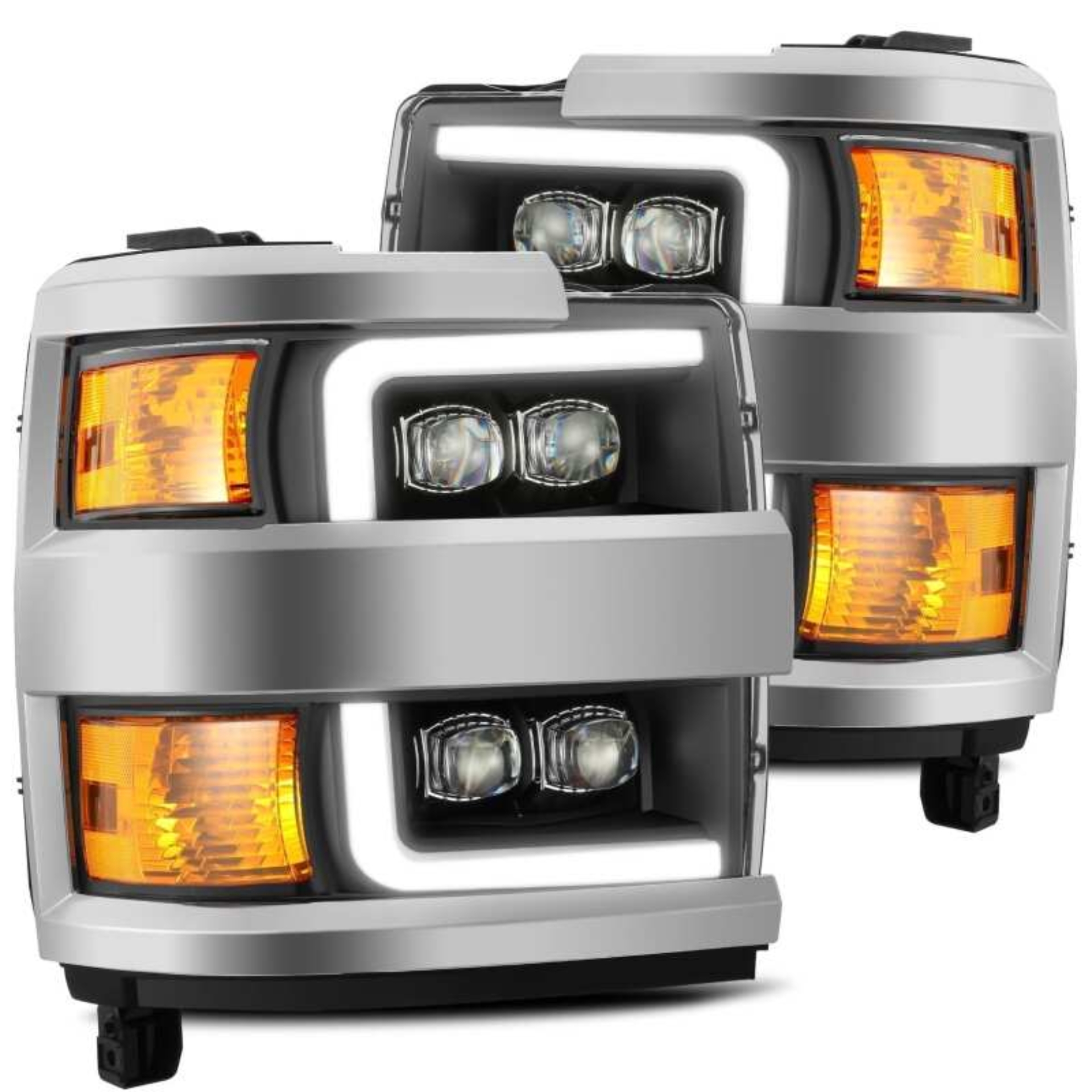 Picture of AlphaRex 15-18 Chevy 2500HD NOVA LED Proj Headlights Plank Style Black w/Activ Light/Seq Signal/DRL