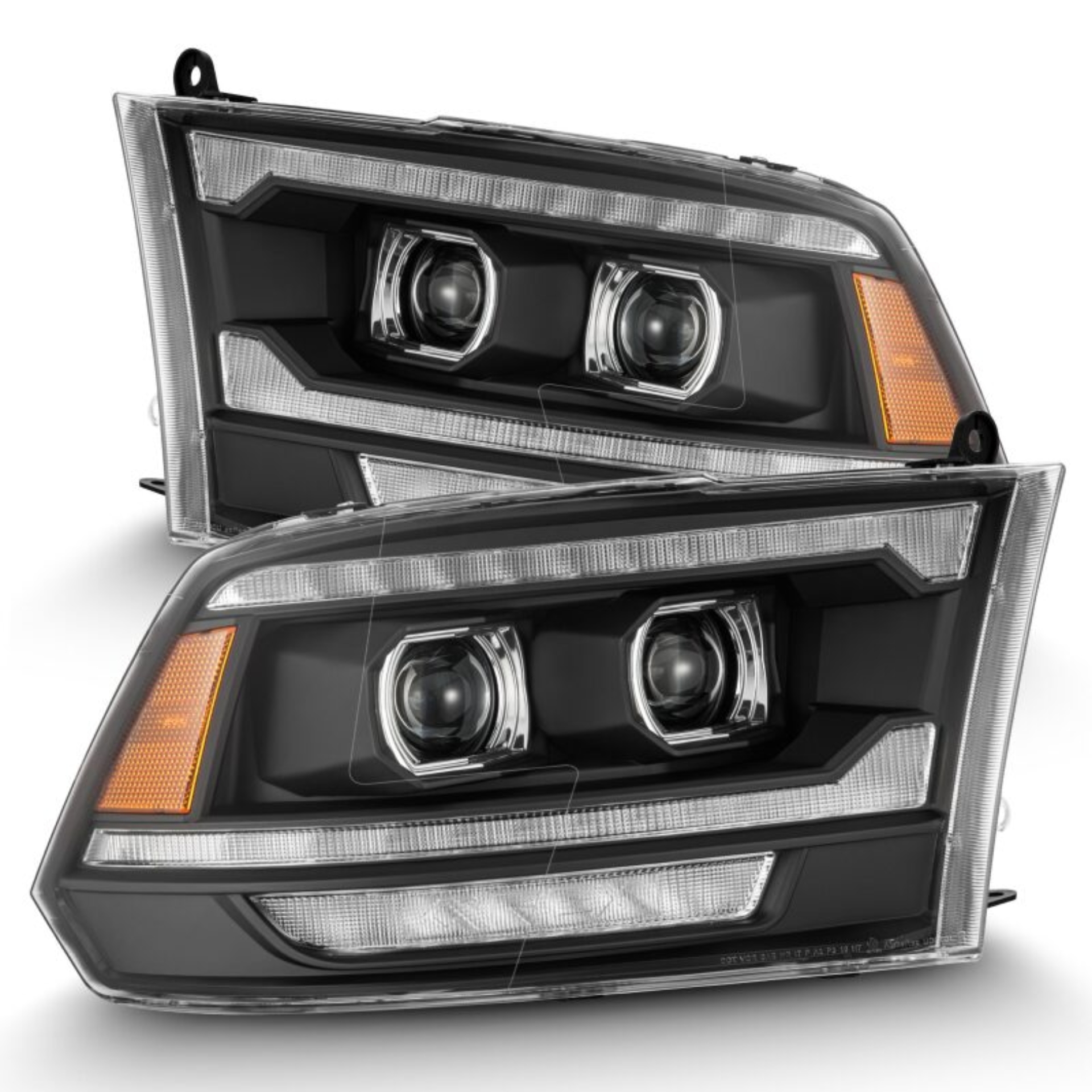 Picture of AlphaRex 09-18 Dodge Ram 2500 LUXX LED Proj Headlights Plank Style Blk w/Activ Light/Seq Signal/DRL