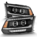 Picture of AlphaRex 09-18 Dodge Ram 2500 LUXX LED Proj Headlights Plank Style Blk w/Activ Light/Seq Signal/DRL