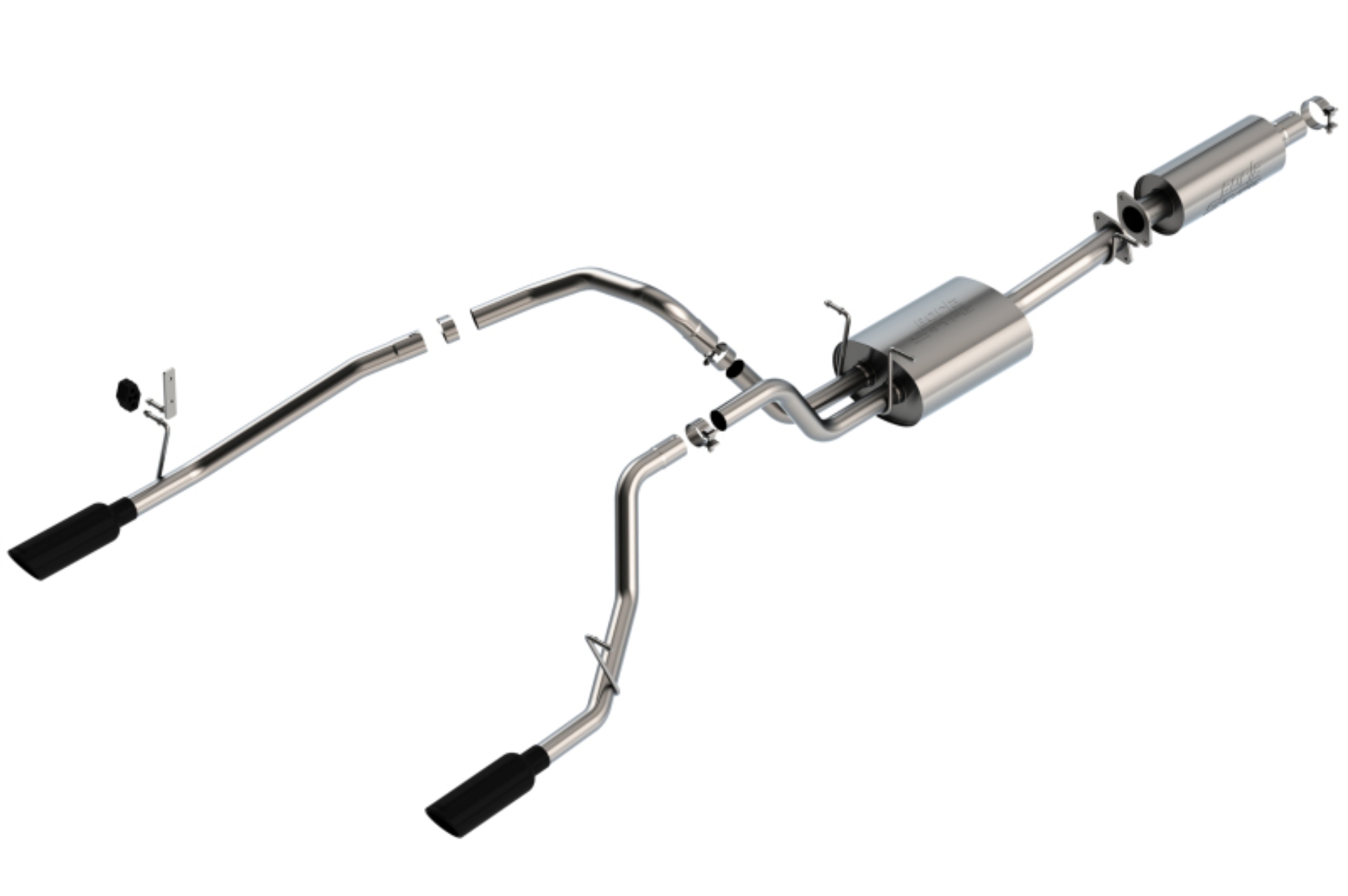 Picture of Borla 19-22 RAM 1500 3.6L V6 4DR 140.5/144.6/153.5 WB 2.25in S-Type Cat-Back - Black Chrome Tip