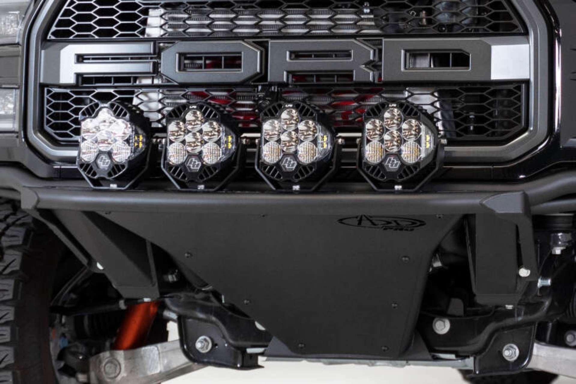 Picture of Addictive Desert Designs 17-20 Ford Raptor Pro Add-On Light Hoop - Hammer Black