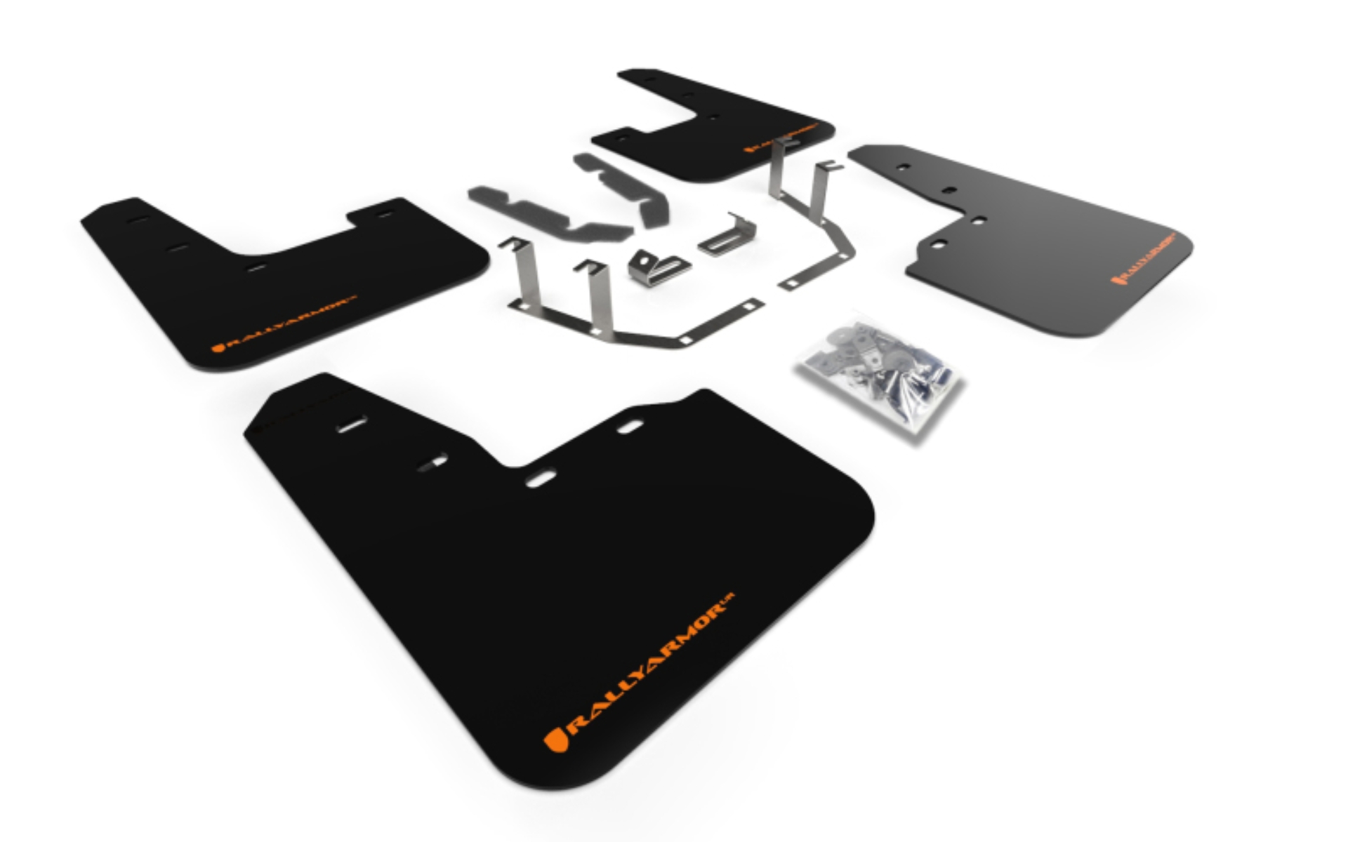 Picture of Rally Armor RAL UR Blk Flap/Orange Logo Mud Flaps - MF60-UR-BLK/OR