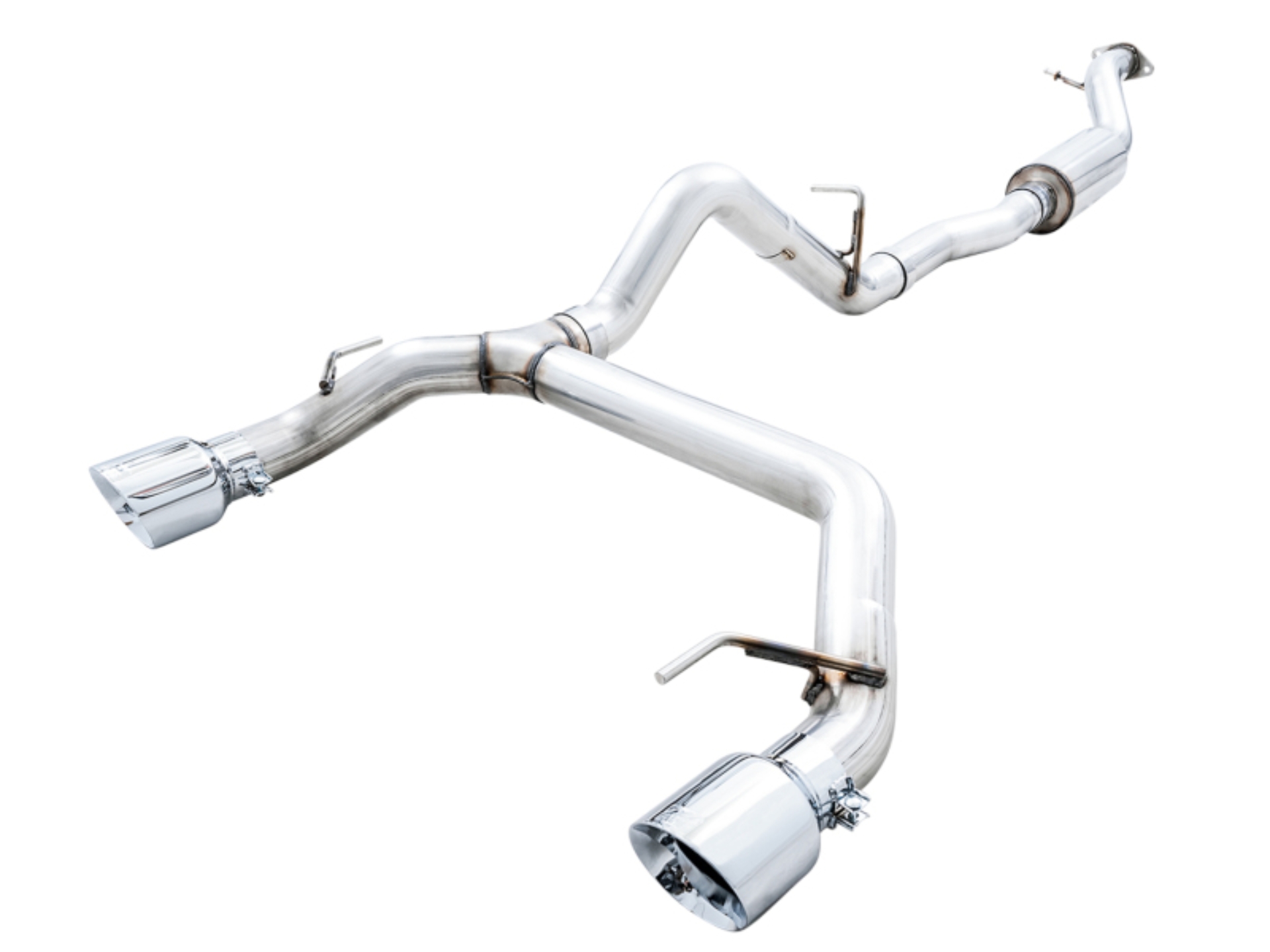 Picture of AWE Tuning 2021+ Ford Bronco 0FG Dual Rear Exit Exhaust w/Chrome Silver Tips & Bash Guard