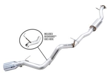 Picture of AWE Tuning 2021+ Ford Bronco 0FG Single Rear Exit Exhaust w/Chrome Silver Tip & Bash Guard