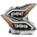 Picture of AlphaRex 08-13 Infiniti G37 Coupe SD NOVA LED Proj Headlights Plank Gloss Blk w/Activ Light/Seq Sig