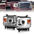 Picture of ANZO 14-15 GMC Sierra 1500/2500HD/3500HD Plank Style Projector Headlight - Chrome Housing