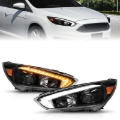 Picture of ANZO 15-18 Ford Focus Projector Headlights - w/ Light Bar Switchback Black Housing