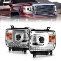 Picture of ANZO 14-15 GMC Sierra 1500/2500HD/3500HD Plank Style Projector Headlight - Chrome Housing