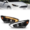 Picture of ANZO 15-18 Ford Focus Projector Headlights - w/ Light Bar Switchback Black Housing