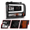 Picture of ANZO 99-04 Ford F250/F350/F450/Excursion (excl 99) Projector Headlights - w/ Light Bar Black Housing