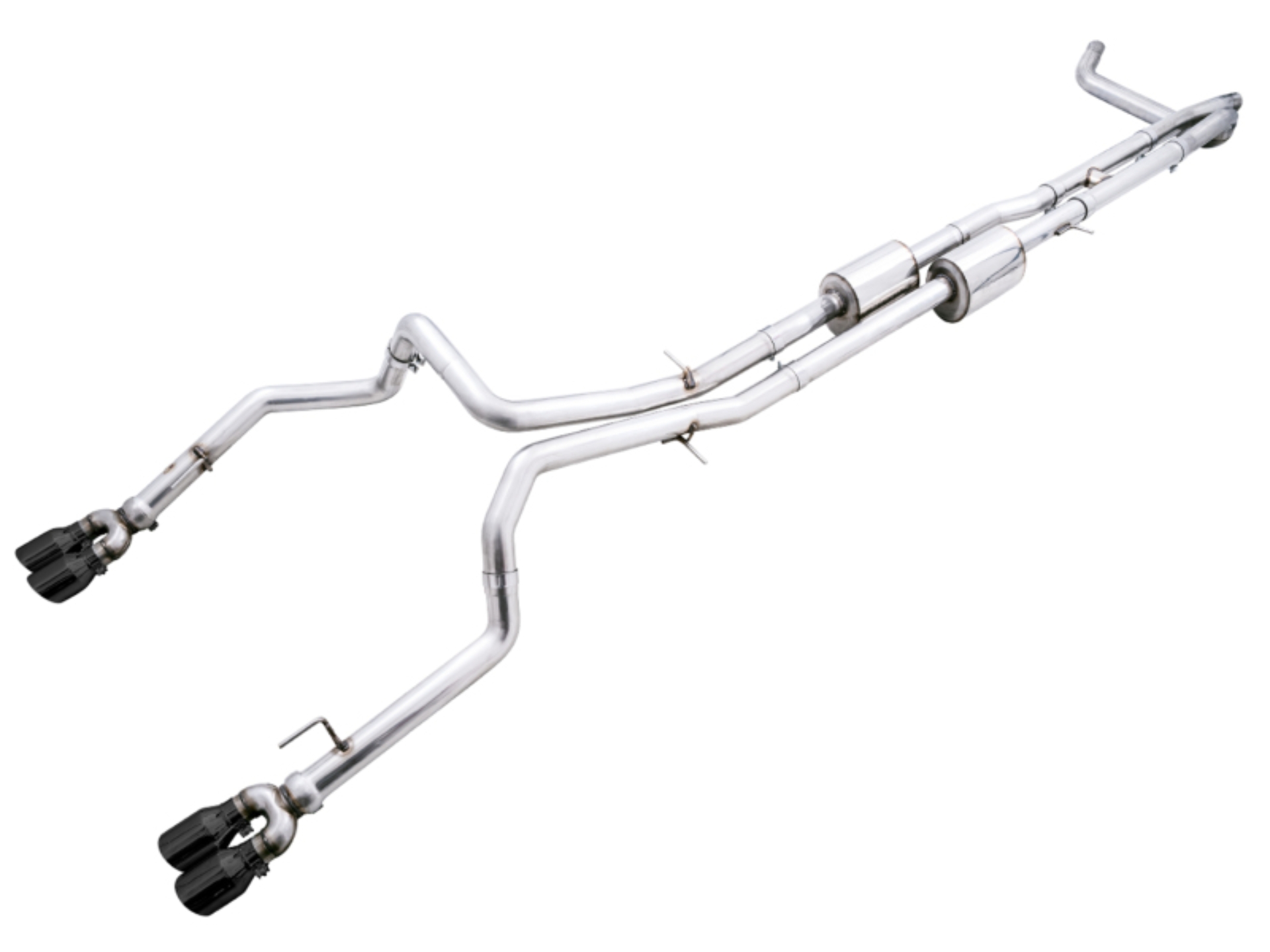 Picture of AWE Tuning 4th Gen GM 1500 6.2L 0FG Cat-Back Split Rear Exit (w/ Bumper Cutouts) - Quad Diamond Tips