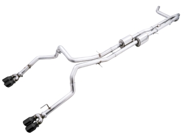 Picture of AWE Tuning 4th Gen GM 1500 6.2L 0FG Cat-Back Split Rear Exit (w/ Bumper Cutouts) - Quad Diamond Tips