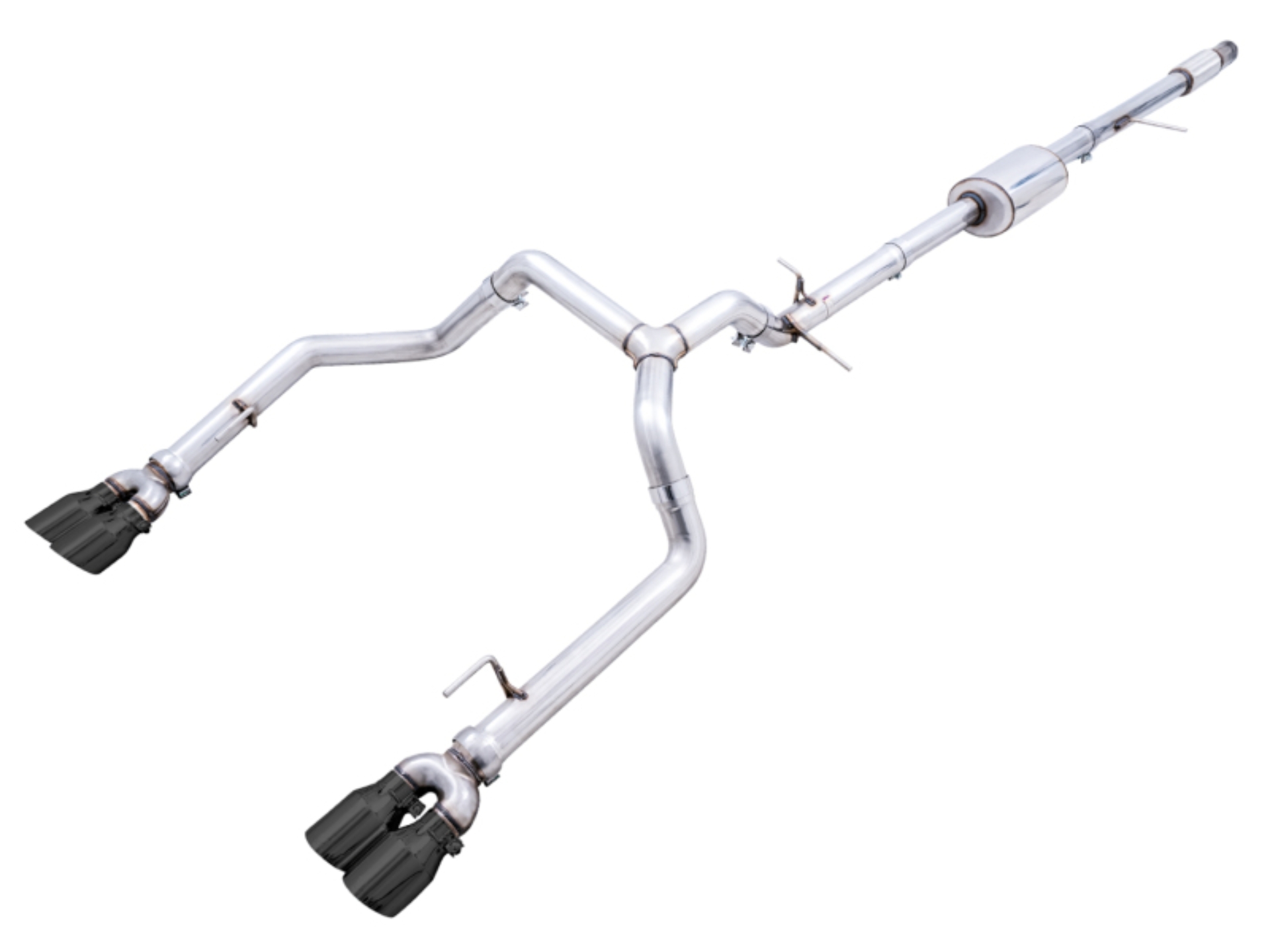 Picture of AWE Tuning 4th Gen GM 1500 5.3L 0FG Cat-Back Split Rear Exit (w/ Bumper Cutouts) - Quad Diamond Tips