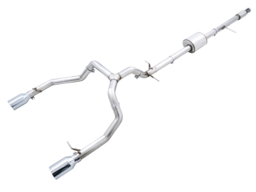 Picture of AWE Tuning 4th Gen GM 1500 5.3L 0FG Cat-Back Split Rear Exit (Flat Bumper) - Quad Chrome Tips