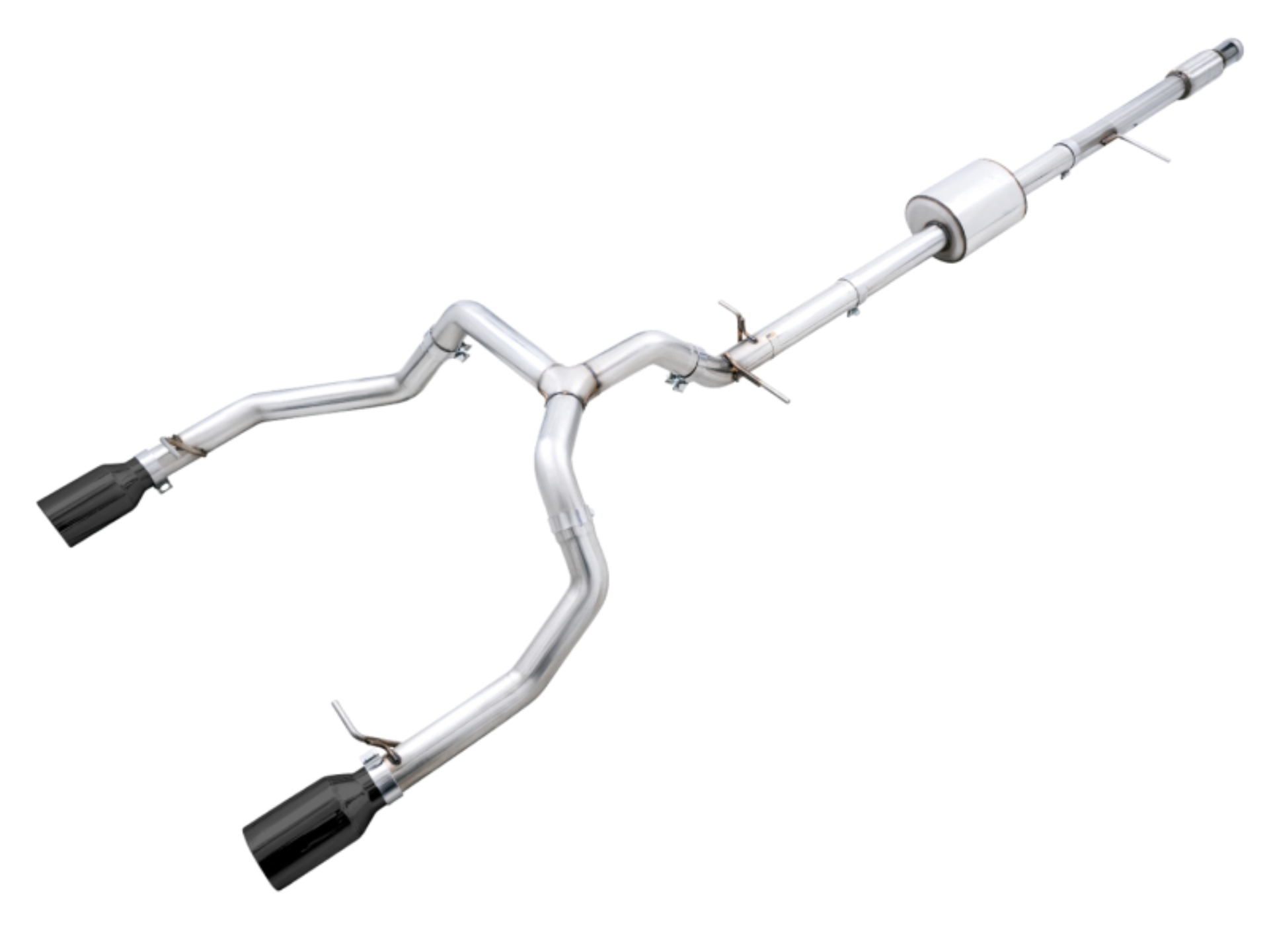 Picture of AWE Tuning 4th Gen GM 1500 5.3L 0FG Cat-Back Split Rear Exit (Flat Bumper) - Dual Diamond Tips