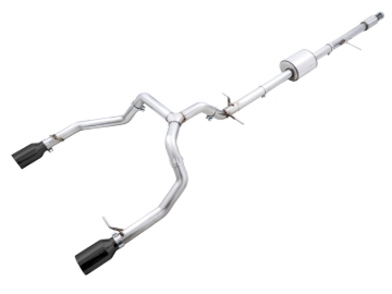 Picture of AWE Tuning 4th Gen GM 1500 5.3L 0FG Cat-Back Split Rear Exit (Flat Bumper) - Dual Diamond Tips
