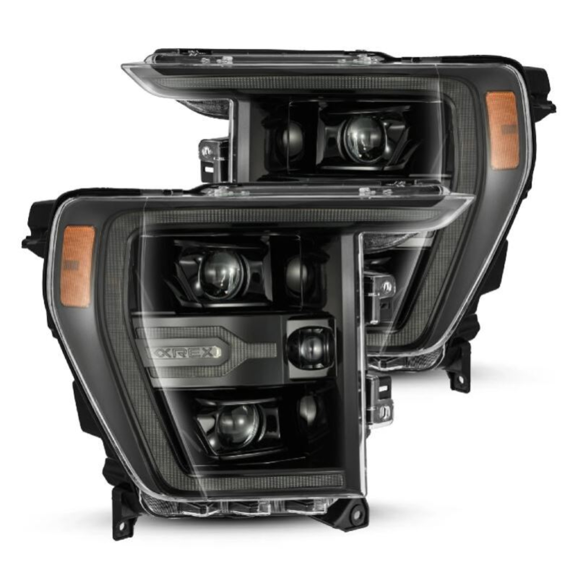 Picture of AlphaRex 21-22 Ford F150 Luxx-Series Projector Headlights Alpha-Black w/Activ Light/Seq Signal