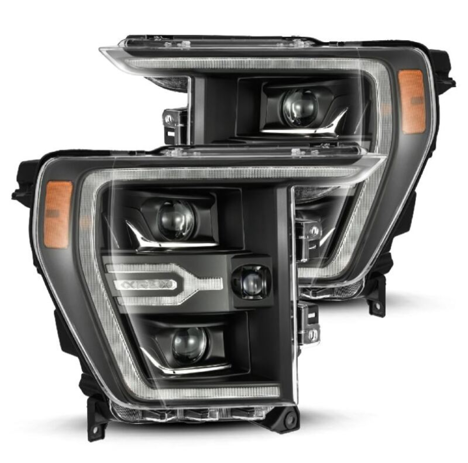 Picture of AlphaRex 21-22 Ford F150 Luxx-Series Projector Headlights Black w/Activ Light/Seq Signal