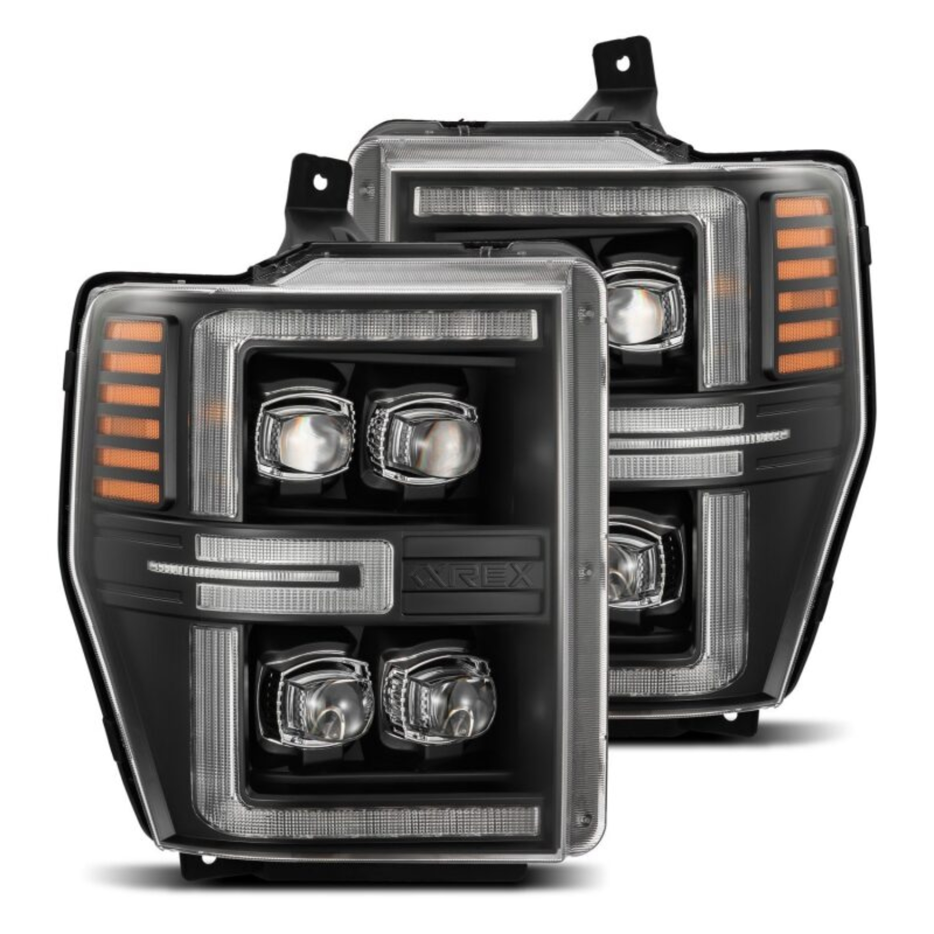 Picture of AlphaRex 08-10 Ford F250-550 NOVA-Series LED Projector Headlights Black w/Activ Light/Seq Signal
