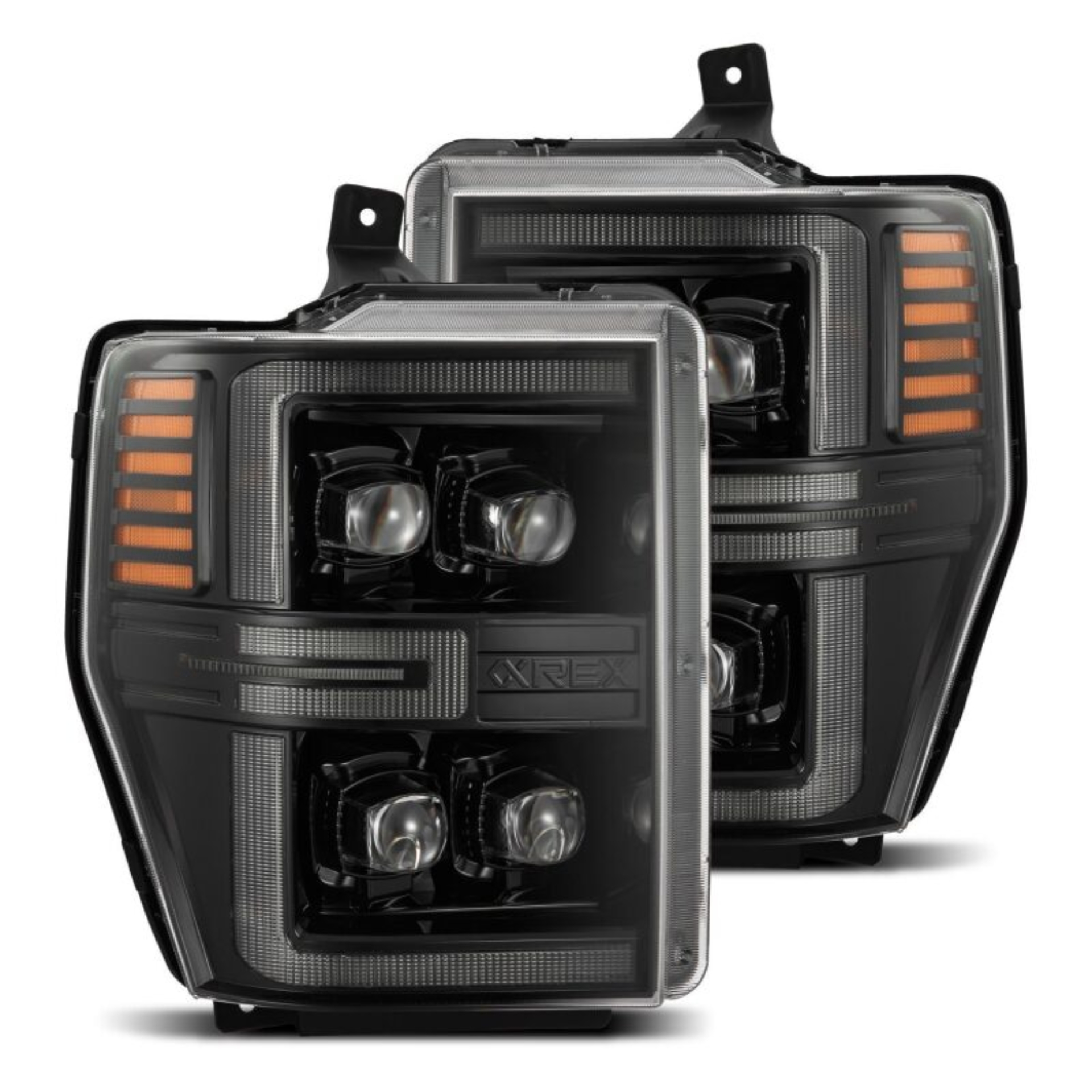 Picture of AlphaRex 08-10 Ford F250-550 NOVA-Series LED Projector Headlights Alpha-Blk w/Activ Light/Seq Signal