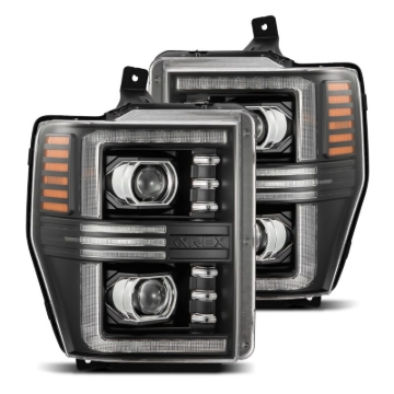 Picture of AlphaRex 08-10 Ford F250-550 PRO-Series Projector headlights Black w/Activ Light/Seq Signal
